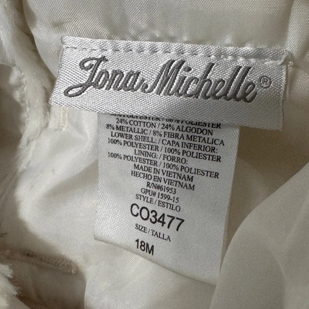 Jona Michelle size 18 months white hpglittery tulle faux fur dress